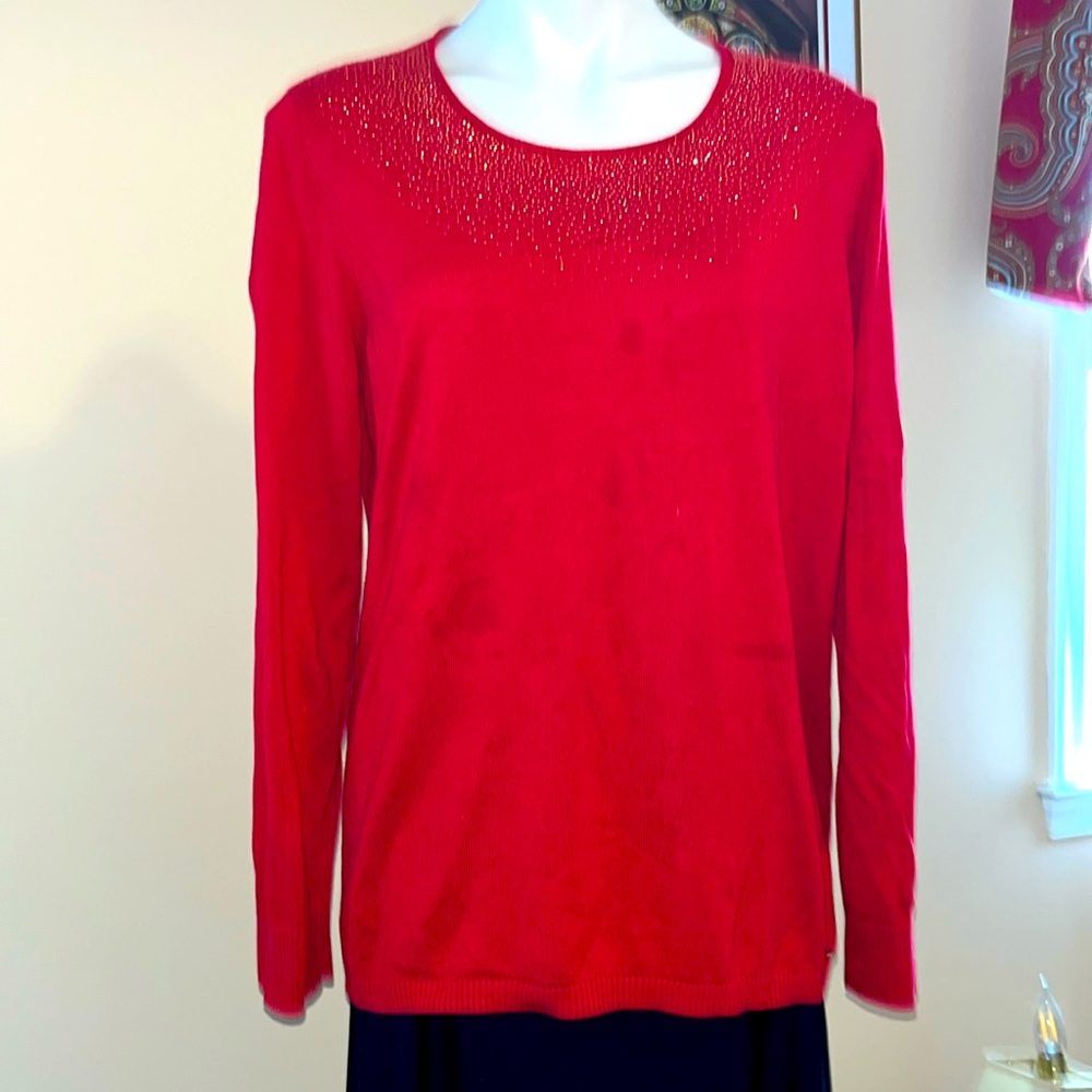 Calvin Klein sweater with gold sparkling neckline
